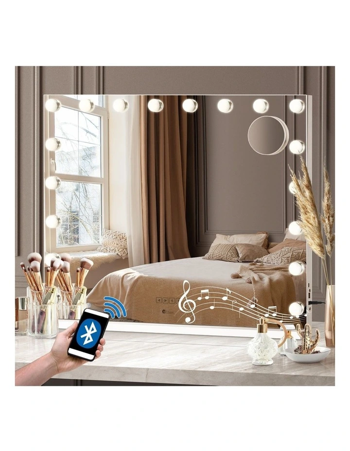 Oikiture Bluetooth Hollywood Makeup Mirror 18 LED Light 80x62cm Vanity Mirrors image 4