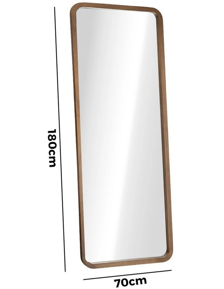 Oikiture Full Length Mirror 180x70cm Rectangle Dressing Floor Mirrors Walnut image 3