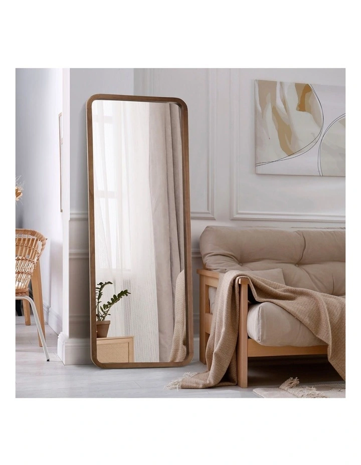 Oikiture Full Length Mirror 180x70cm Rectangle Dressing Floor Mirrors Walnut image 4