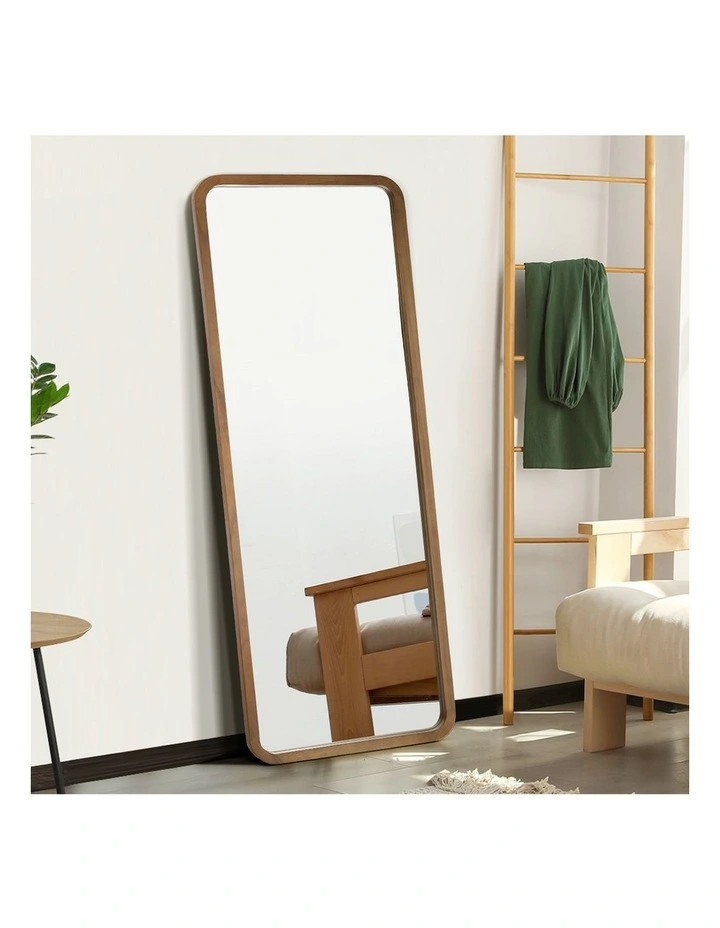 Oikiture Full Length Mirror 180x70cm Rectangle Dressing Floor Mirrors Walnut image 5