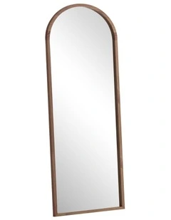 Oikiture Wooden Full Length Mirror 180x70cm Arched Dressing Floor Mirrors Walnut