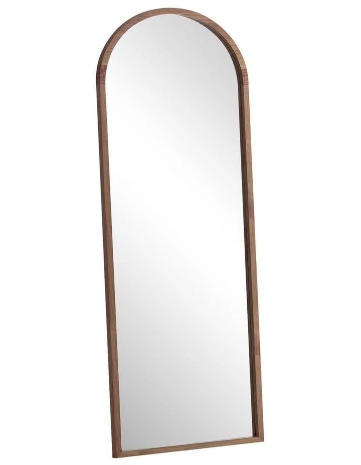 Oikiture Wooden Full Length Mirror 180x70cm Arched Dressing Floor Mirrors Walnut image 1
