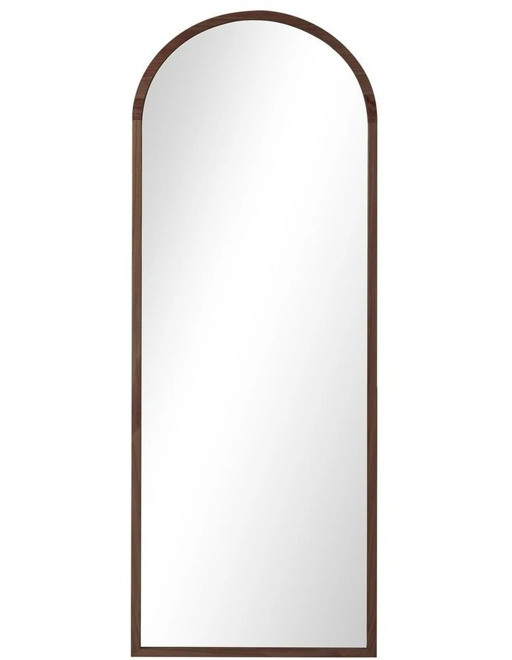 Oikiture Wooden Full Length Mirror 180x70cm Arched Dressing Floor Mirrors Walnut image 2
