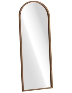 Oikiture Wooden Full Length Mirror 166x60cm Arched Dressing Floor Mirrors Brown