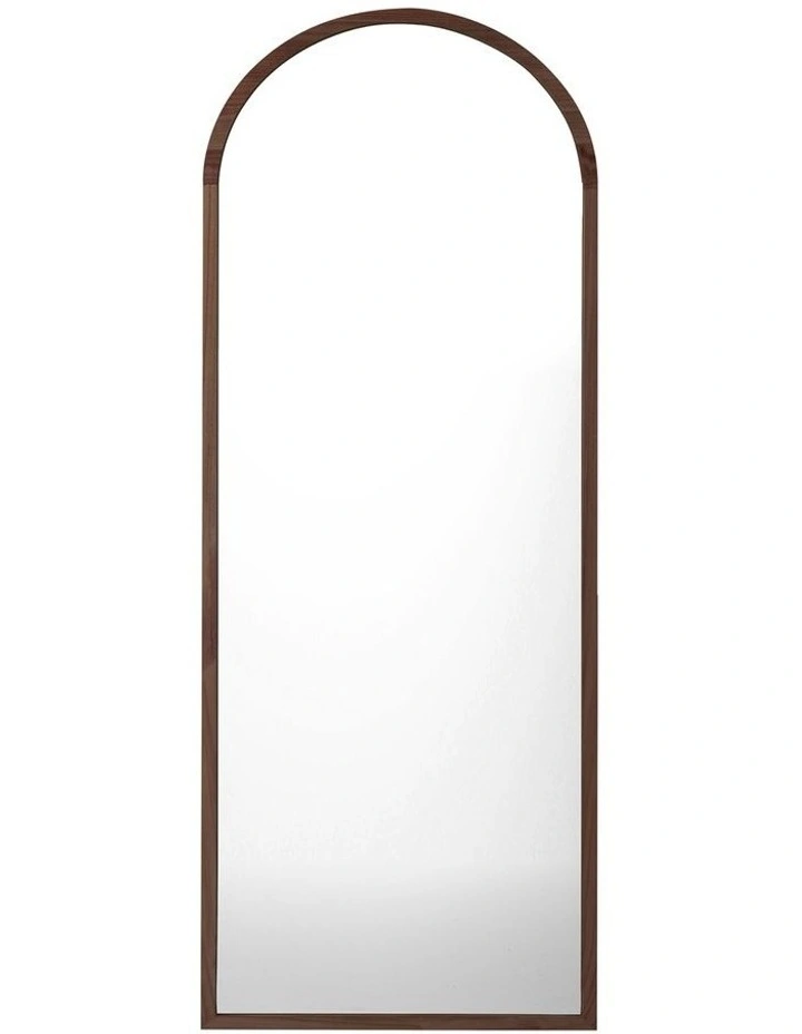 Oikiture Wooden Full Length Mirror 166x60cm Arched Dressing Floor Mirrors Brown image 2
