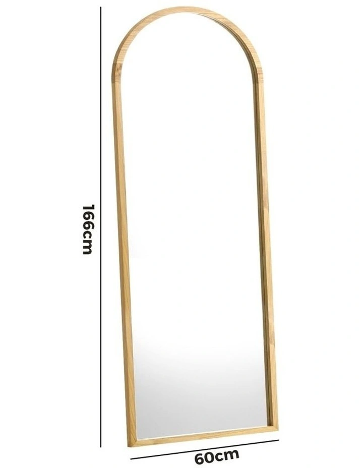 Oikiture Wooden Full Length Mirror 166x60cm Arched Dressing Floor Mirrors image 3
