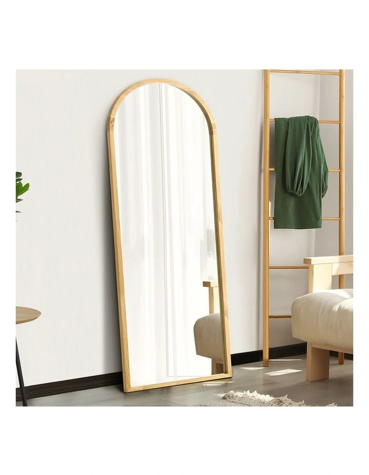 Oikiture Wooden Full Length Mirror 166x60cm Arched Dressing Floor Mirrors image 5