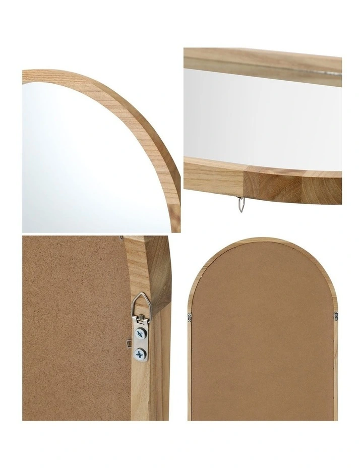 Oikiture Wooden Full Length Mirror 166x60cm Arched Dressing Floor Mirrors image 7