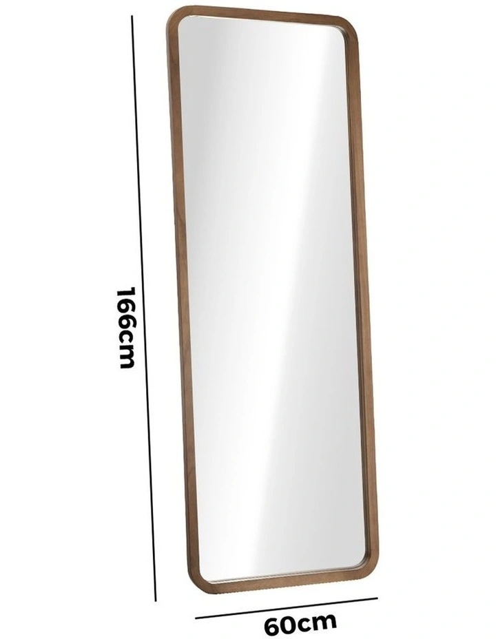 Oikiture Full Length Mirror 166x60cm Rectangle Dressing Floor Mirrors Walnut image 3