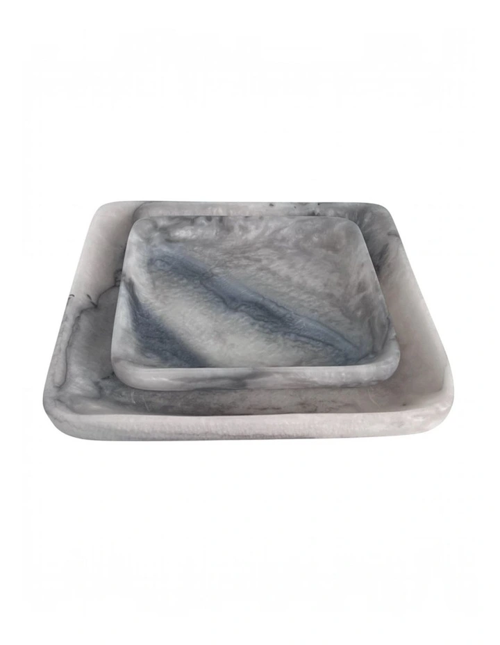 Orion Set of 2 Square Trays 20x20x2.5cm Grey Stone Matt image 1