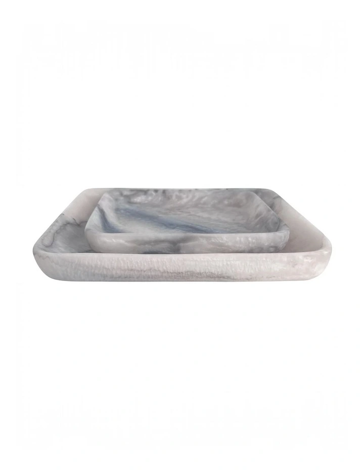 Orion Set of 2 Square Trays 20x20x2.5cm Grey Stone Matt image 2