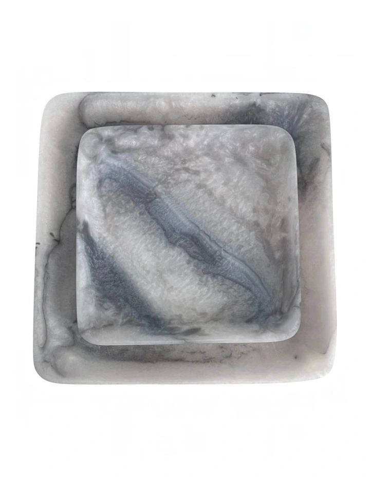 Orion Set of 2 Square Trays 20x20x2.5cm Grey Stone Matt image 3