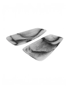 Orion Set of 2 Rectangular Trays 23x12.5x3.5cm Grey Stone Matt