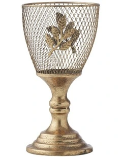 Willow & Silk Candle Holder Golden Leaf Lustre Goblet 12x12x23cm