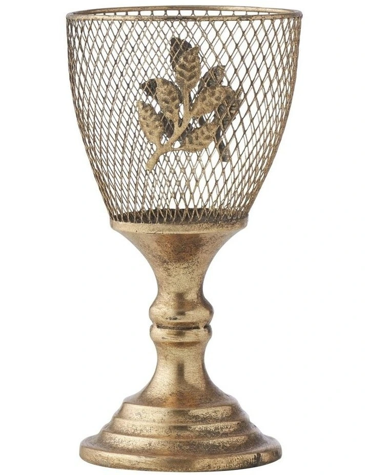 Willow & Silk Candle Holder Golden Leaf Lustre Goblet 12x12x23cm image 1