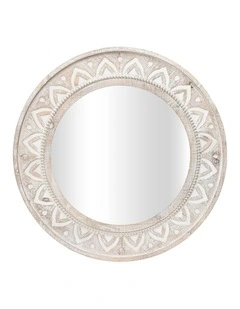 Willow & Silk XL Carved Hamptons-Style Round Mirror