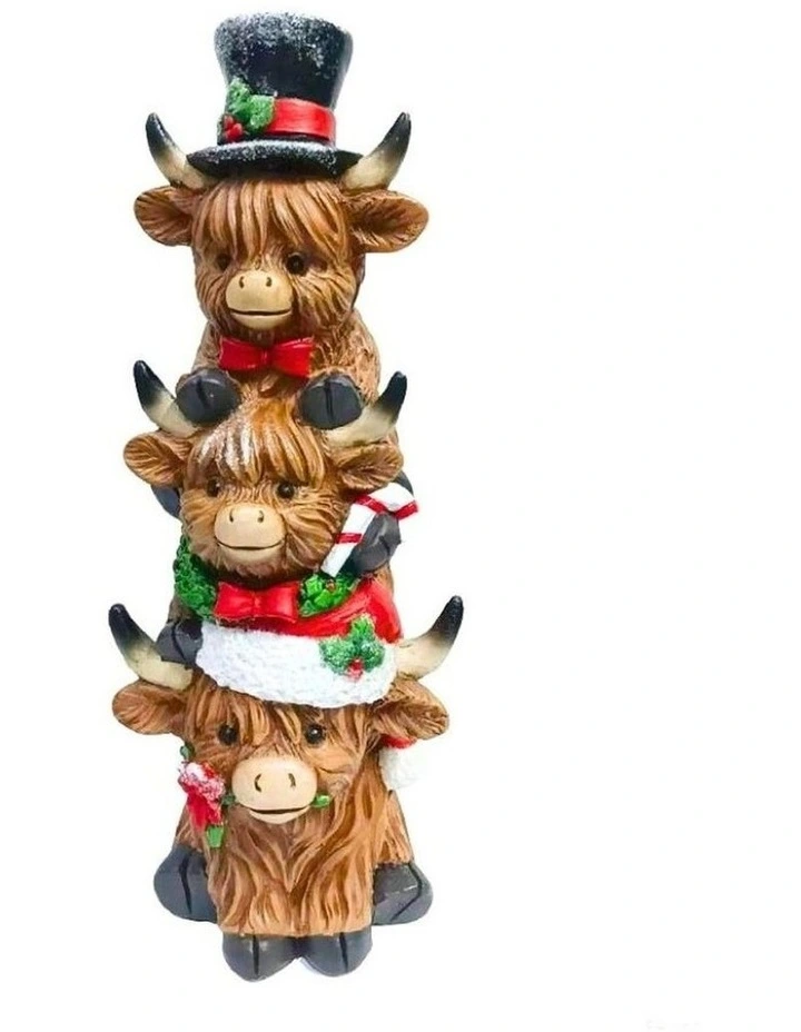 Willow & Silk Stacked Xmas Highland Cows - 11.50*12.20*31.00 image 1