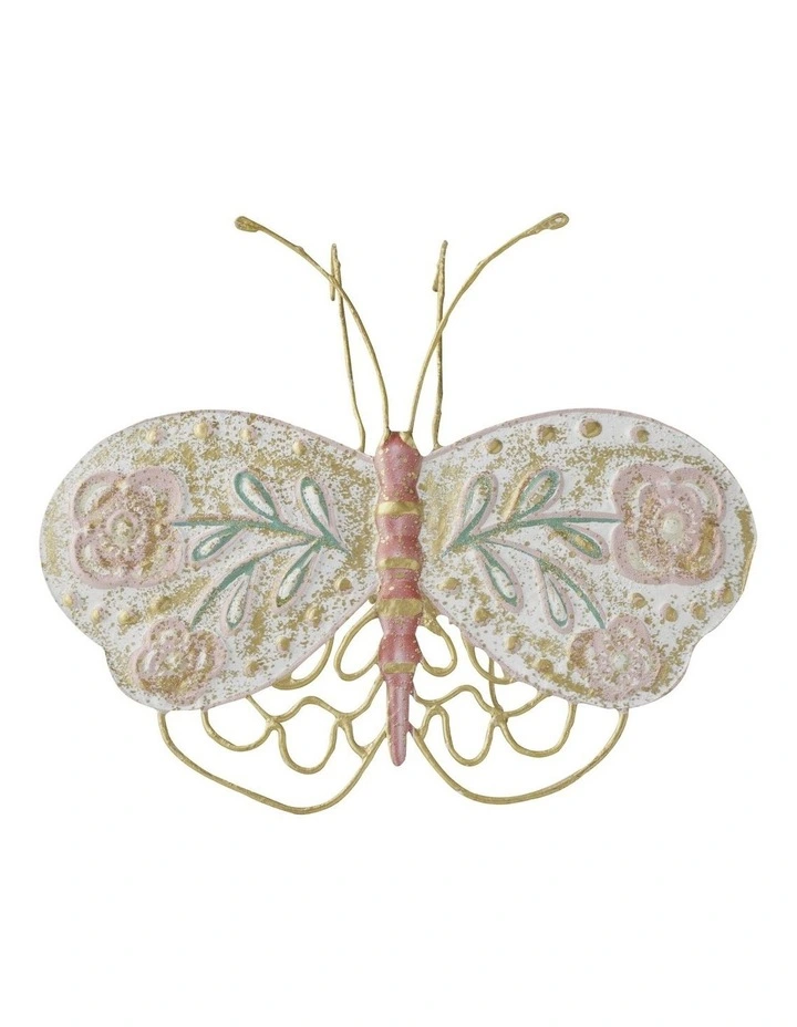 Willow & Silk Butterfly Wall Art Pink/White 25x21.5x7HCM image 1