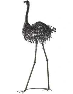 Willow & Silk Emu Garden Ornament Rustic & Black Metal 92cm
