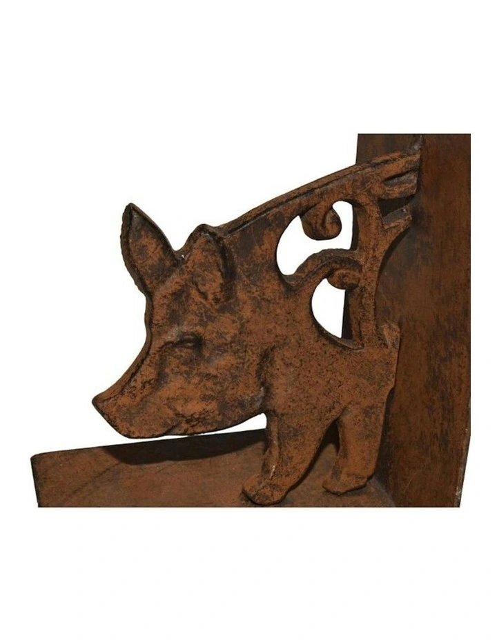 Willow & Silk Cast Iron Fleur Pig Bookends Set 9x11x14cm image 5