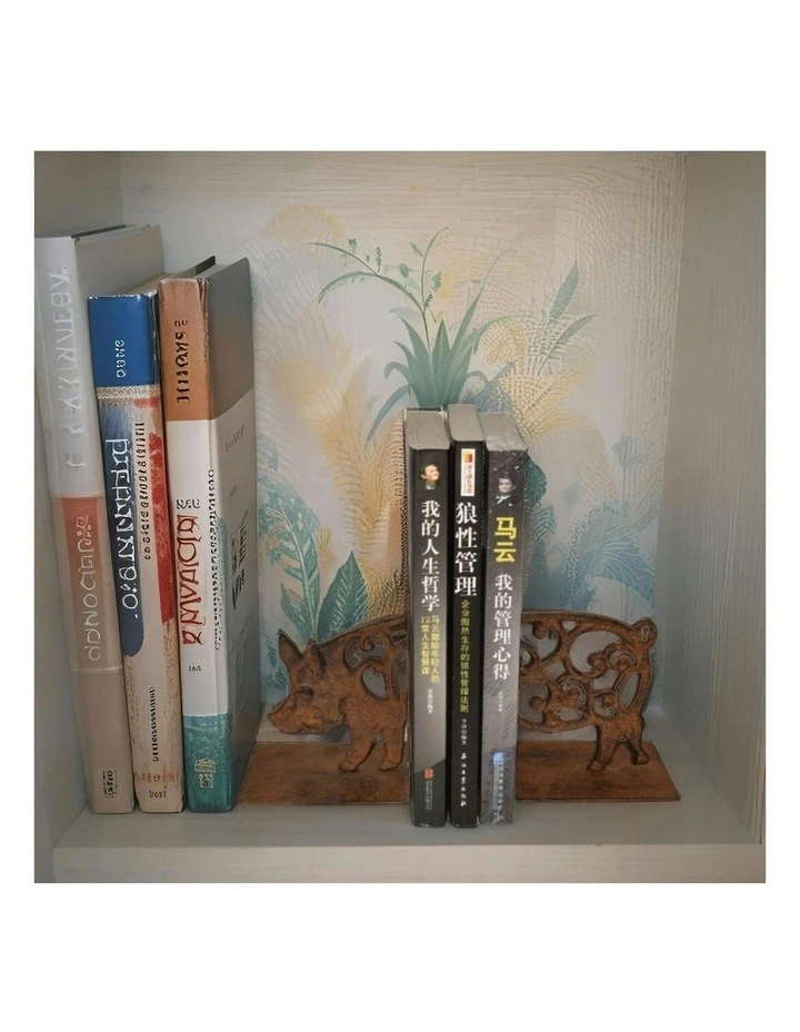 Willow & Silk Cast Iron Fleur Pig Bookends Set 9x11x14cm image 6