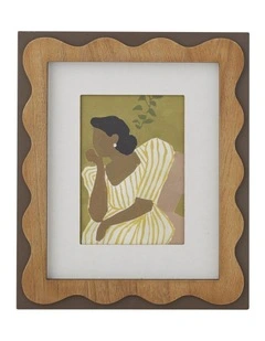 Willow & Silk Wall Art Framed Sitting Lady Striped Dress 30.5x2.5x36.5cm