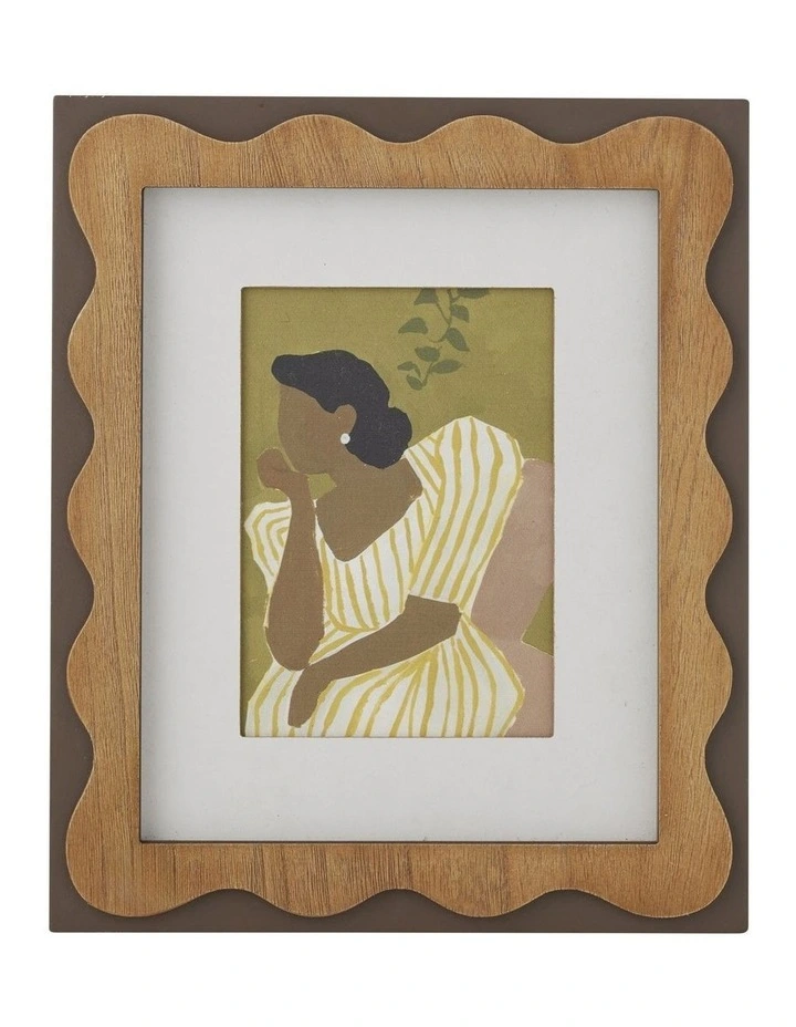 Willow & Silk Wall Art Framed Sitting Lady Striped Dress 30.5x2.5x36.5cm image 1