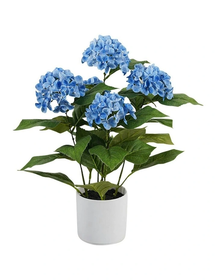 Willow & Silk Potted Artificial Serene Blue Hydrangea 35x35x50cm image 1