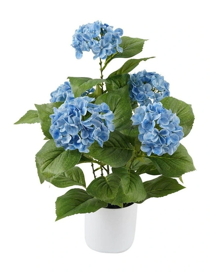 Willow & Silk Potted Artificial Serene Blue Hydrangea 35x35x50cm image 3