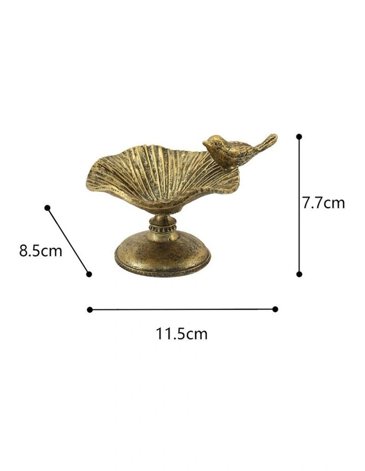 Willow & Silk Ring Holder Vintage Alloy 12cm W/Perched Bird Antique Gold image 3