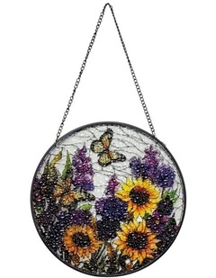 Willow & Silk Radiant Bloom Butterfly Stained Glass Suncatcher