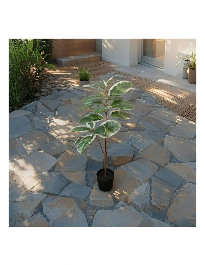 Willow & Silk 118cm Potted Artificial Variegated Rubber Leaf Tree image 6