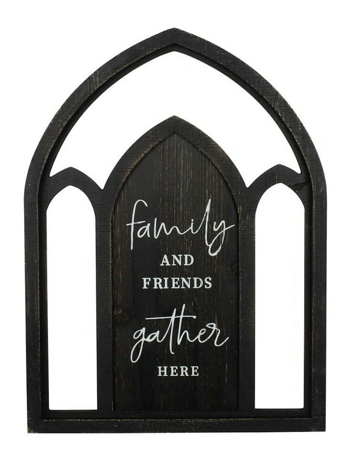Willow & Silk 60cm Black Arch Family & Friends Plaque Sign Wall Art image 1