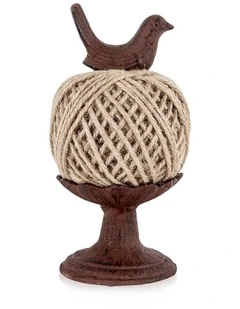 Willow & Silk Rust Metal 'Ball of String' w/Bird