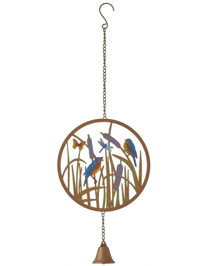 Willow & Silk Round Hanging Birds Bull Rushes Bell image 1