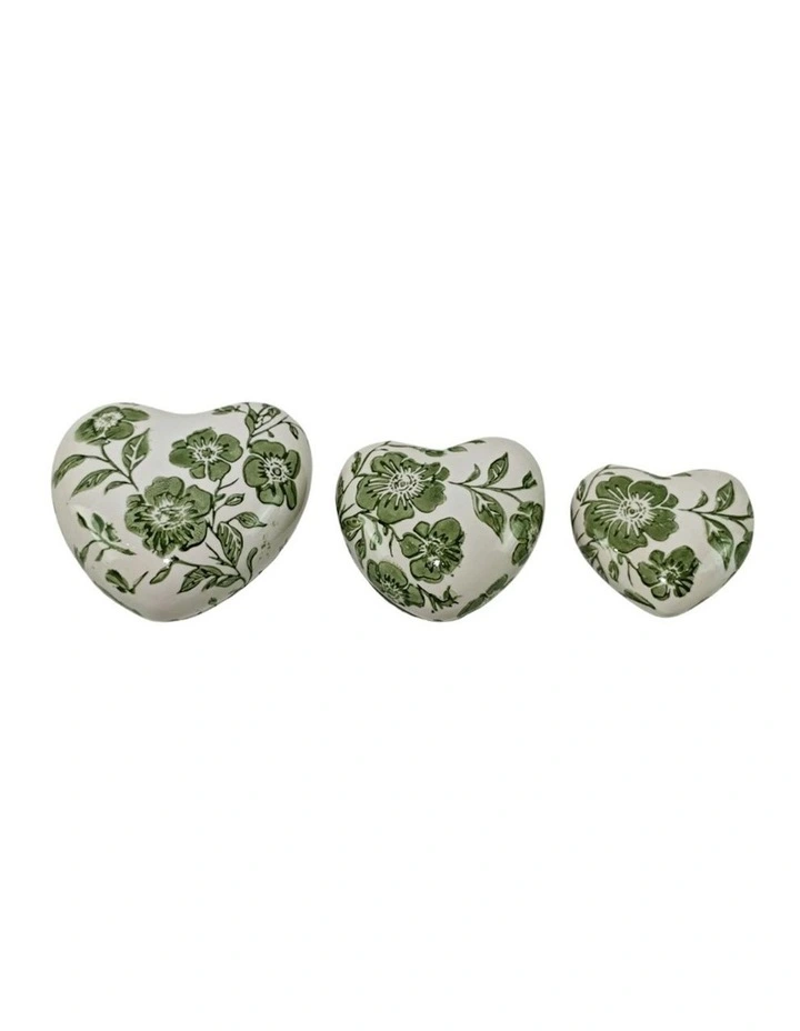 Willow & Silk Set/3 Ass Size Green Leaf Hearts 10.5x4.5/8.5x4/7x3cm image 2