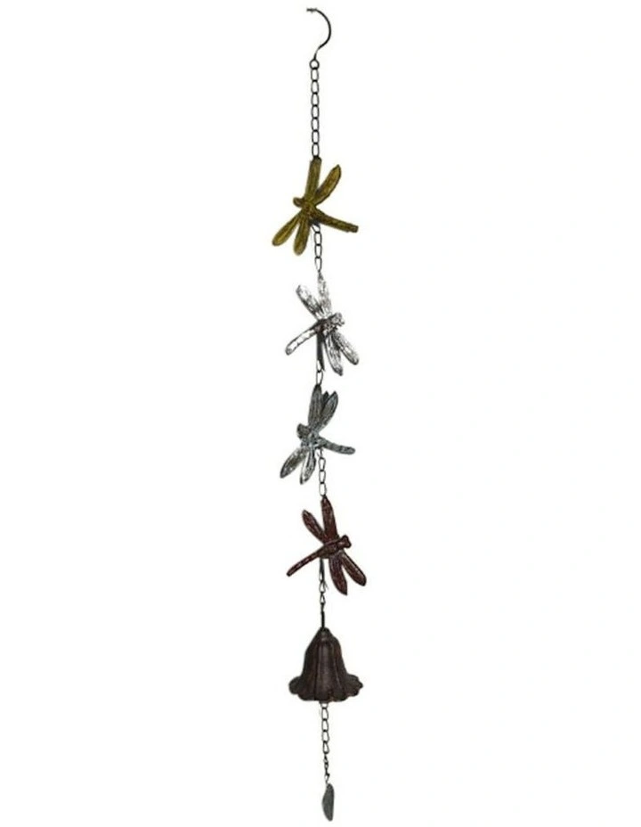 Willow & Silk Enchanted Hanging 4 Dragonflies with Cast Iron Bell 8x8x84cm image 1