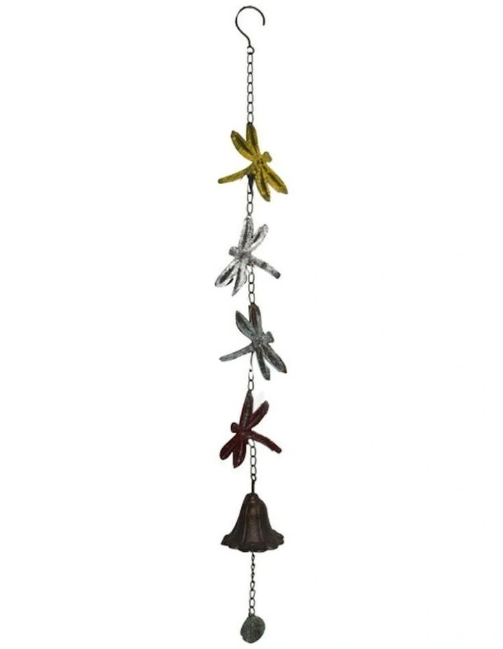 Willow & Silk Enchanted Hanging 4 Dragonflies with Cast Iron Bell 8x8x84cm image 2