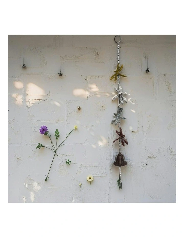 Willow & Silk Enchanted Hanging 4 Dragonflies with Cast Iron Bell 8x8x84cm image 5