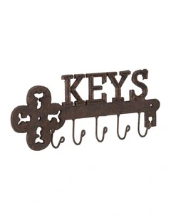 Willow & Silk Cast Iron 30cm Skeleton 'Keys' Coat/Scarf 5-Hook Wall Hanger