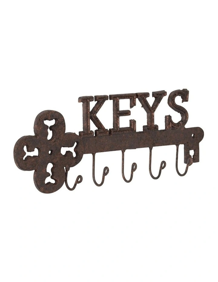 Willow & Silk Cast Iron 30cm Skeleton 'Keys' Coat/Scarf 5-Hook Wall Hanger image 1