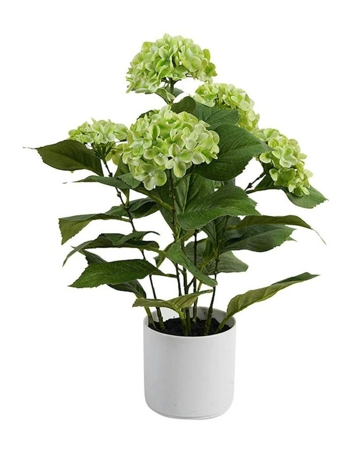 Willow & Silk Potted Artificial Lush Serenity Green Hydrangea 35x35x50cm image 2