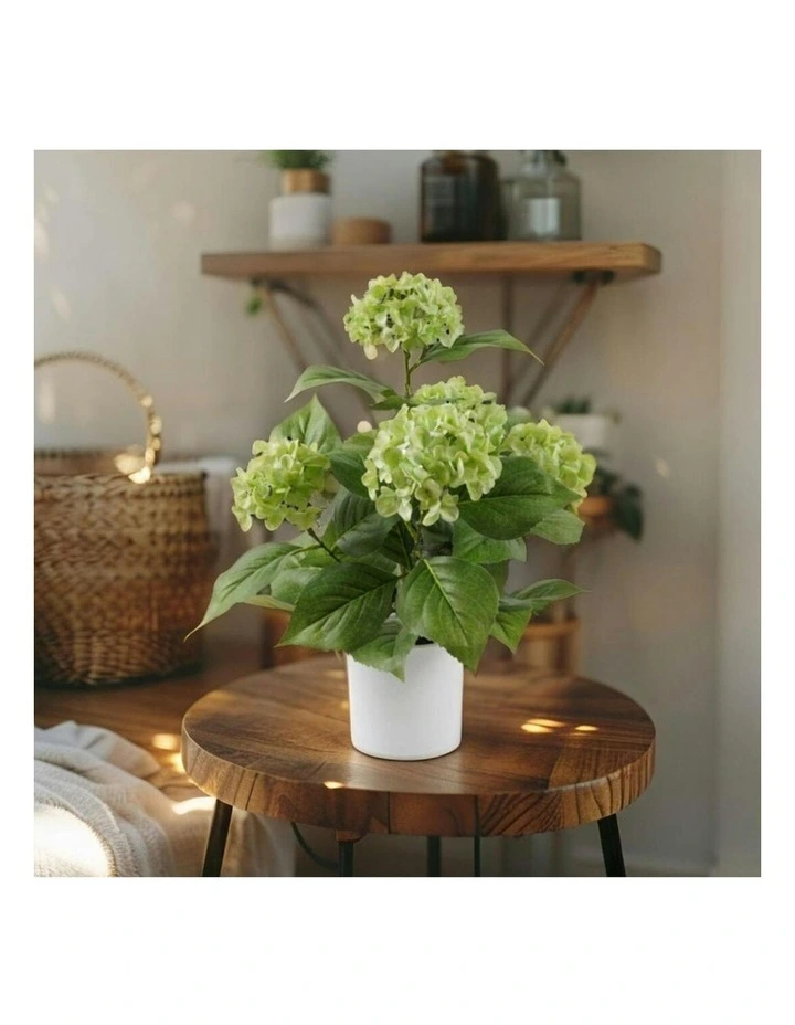 Willow & Silk Potted Artificial Lush Serenity Green Hydrangea 35x35x50cm image 5