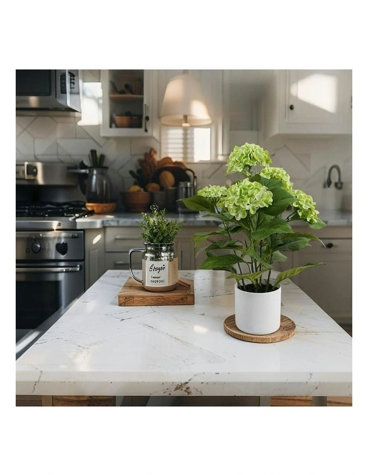 Willow & Silk Potted Artificial Lush Serenity Green Hydrangea 35x35x50cm image 6