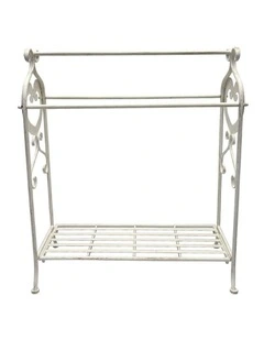 Willow & Silk Large Fleur Towel Stand w/Shelf 84x38x96cm