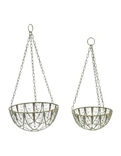 Willow & Silk Set/2 Riviera Hanging Planter Baskets 33x33x69/27x27x60cm
