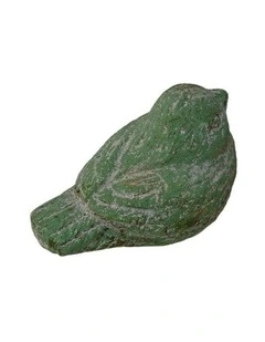 Willow & Silk Sitting Bird Destressed Green 16x9x10.5HCM