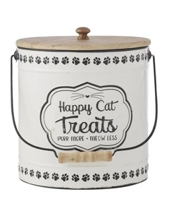 Willow & Silk Nested 27cm/22.5cm 'Happy Cat Treats' Set of 2 Tins w/ Lids