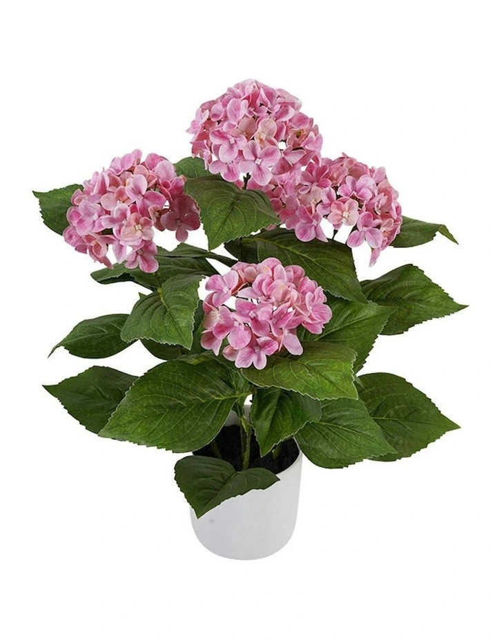Willow & Silk Potted Artificial Blush Bloom Pink Hydrangea 35x35x50cm image 1