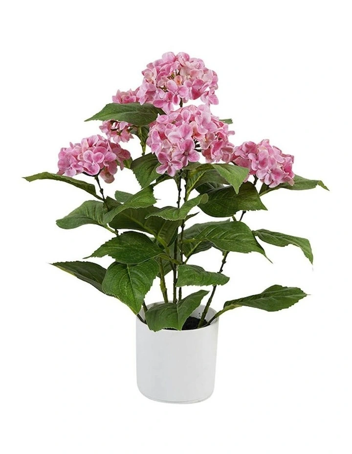 Willow & Silk Potted Artificial Blush Bloom Pink Hydrangea 35x35x50cm image 3